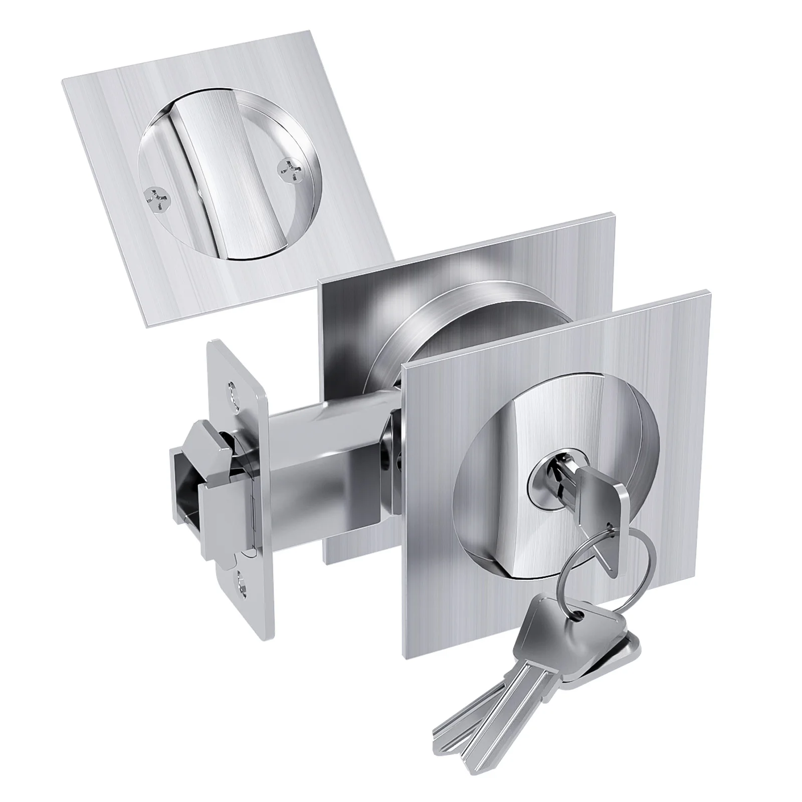 Barn Door Lock | Invisible & Durable Design | 3 Keys & Handle Included - Thumbnail 2