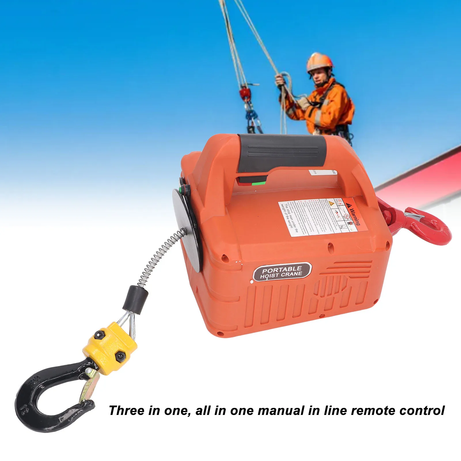 Electric Hoist Portable Power Electric Winch Crane with Remote Control 500KG Capacity 7.6M Maximum Lifting Height 1500W - Thumbnail 4