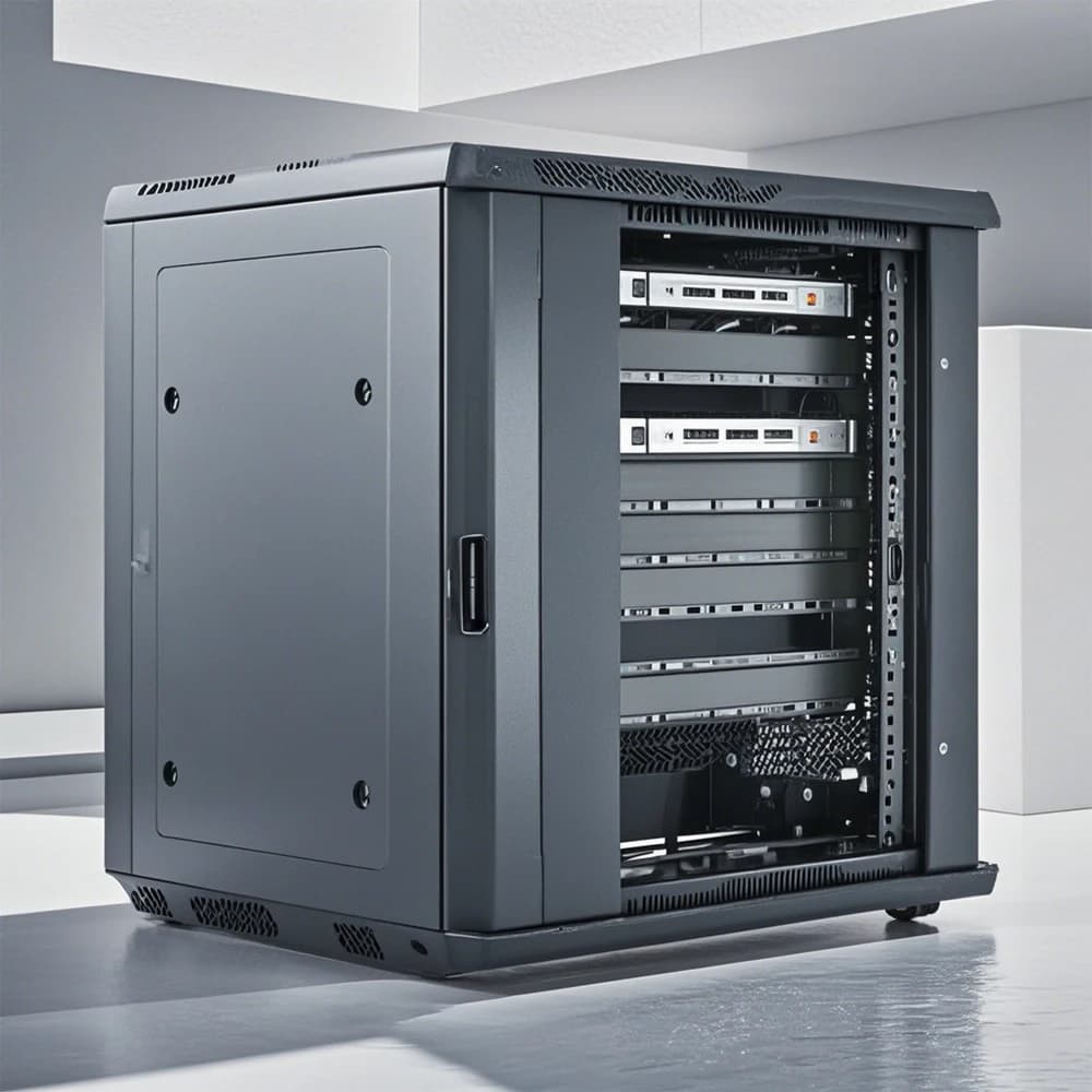 OEM Outdoor Network Cabinet with 12U capacity, featuring a locking glass front door and durable steel construction for data center or CCTV use.
