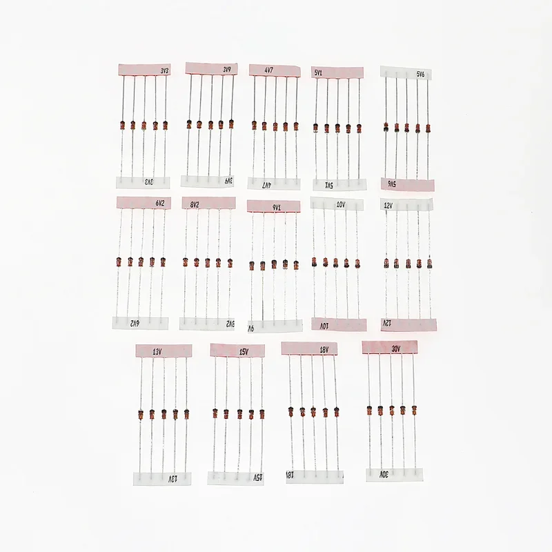 Zener Diode Assortment Kit | 1W 14-Value Set (1N4728A-1N475A) | 70-Piece Electronic Components - Thumbnail 2