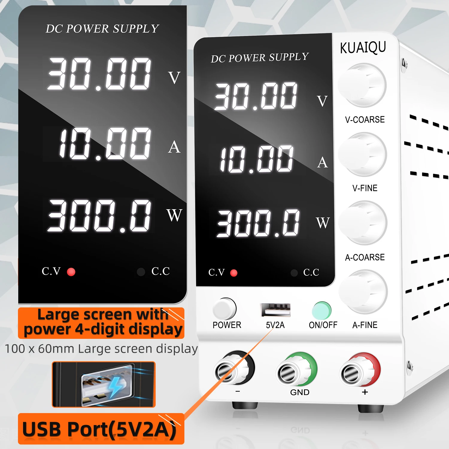Bench Power Supply | 30V 10A Adjustable DC | Lab-Grade Precision with USB Interface - Thumbnail 4