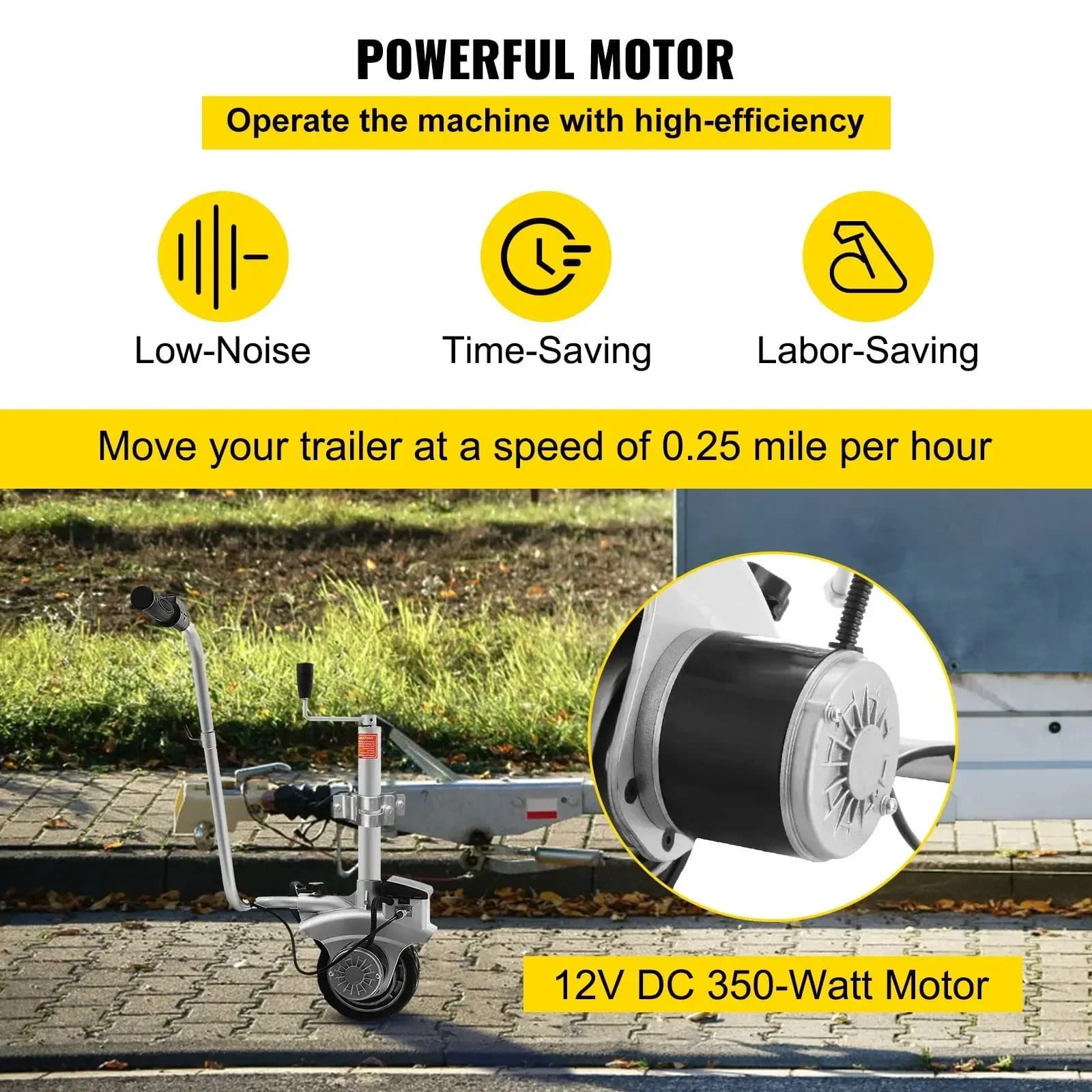 Heavy-Duty 350W Electric Trailer Mover | 12V Power | 5000 lb Capacity | Jockey Wheel Replacement - Thumbnail 5