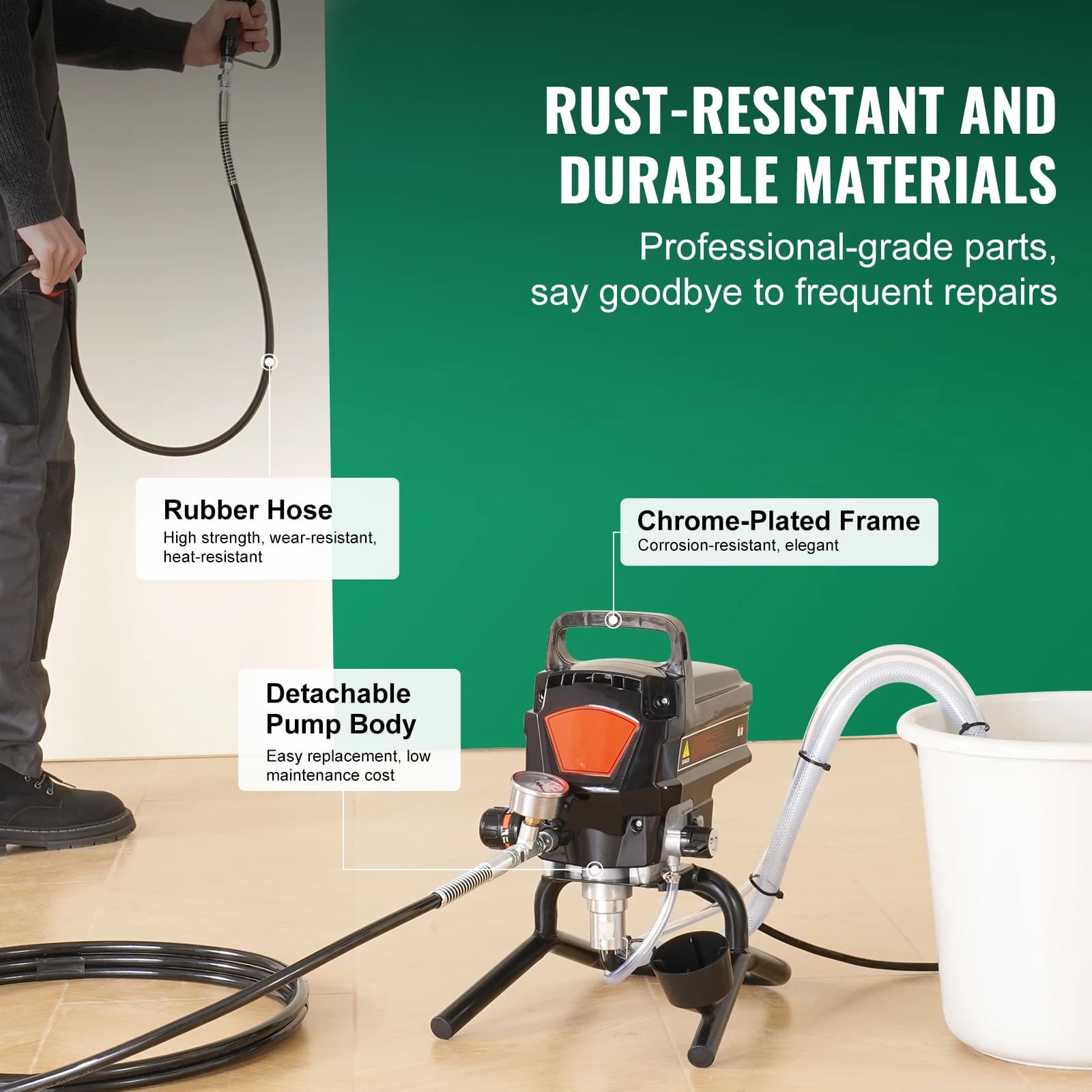 750W Airless Paint Sprayer | 3000PSI High Efficiency | Electric Handheld Sprayer for Home & Pro - Thumbnail 5