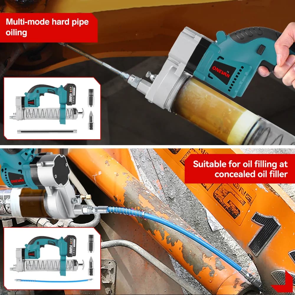 Professional Electric Grease Gun | 69MPa/10,000 PSI High-Pressure | Compatible with Makita 18V Batteries - Thumbnail 5