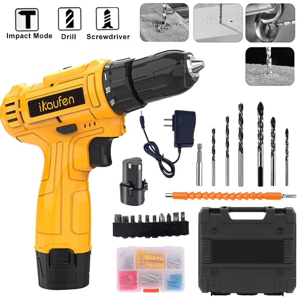 12V Cordless Drill & Driver Kit | 2-Speed Power Tool | 25+1 Torque Settings | 24-Piece Accessory Set - Thumbnail 4