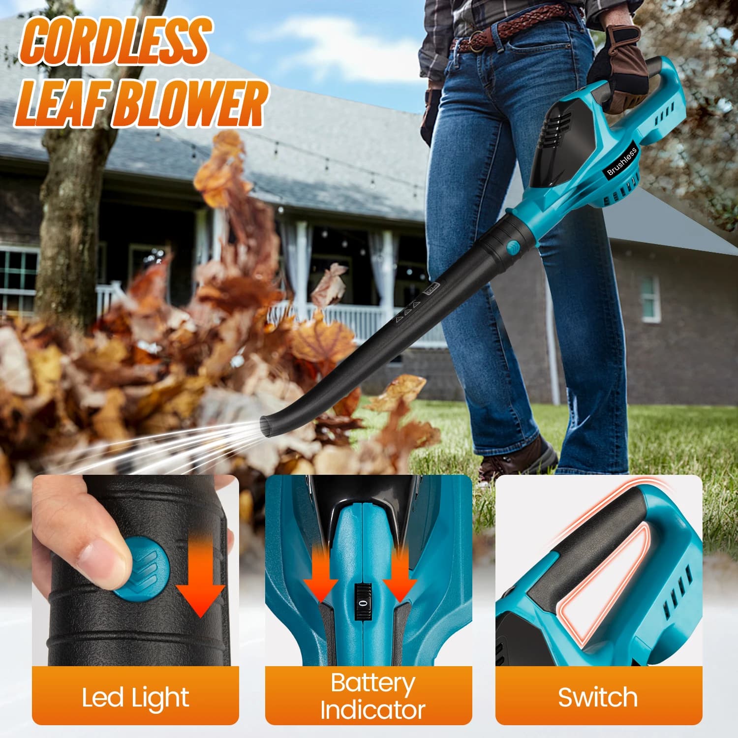 Makita 18V Cordless Leaf Blower | 5500W Brushless Motor | All-Season Yard Cleanup Tool - Thumbnail 4