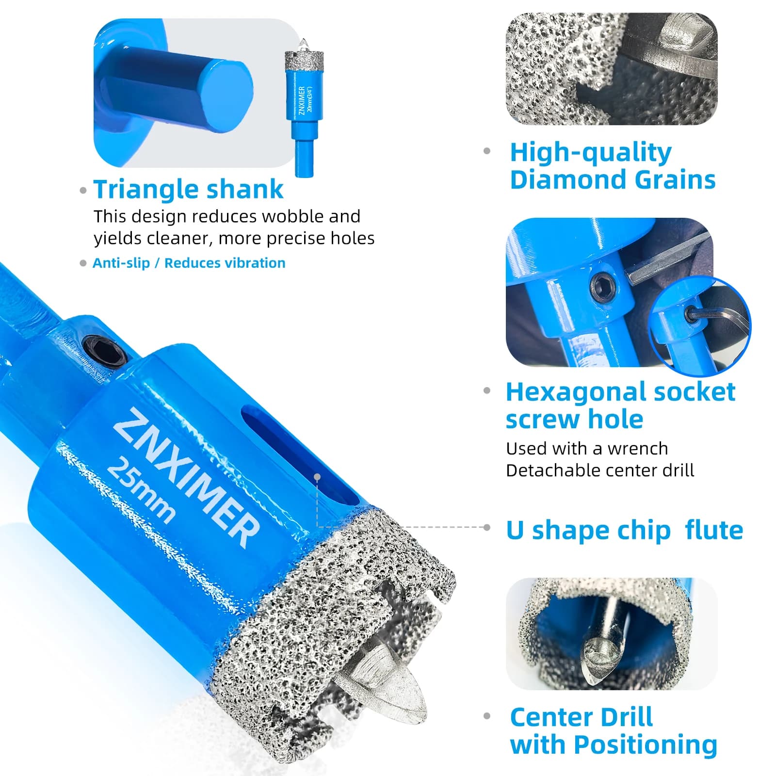 Diamond Drill Bit Set | 18-68mm Hole Saw for Tile, Glass & Stone - Thumbnail 2
