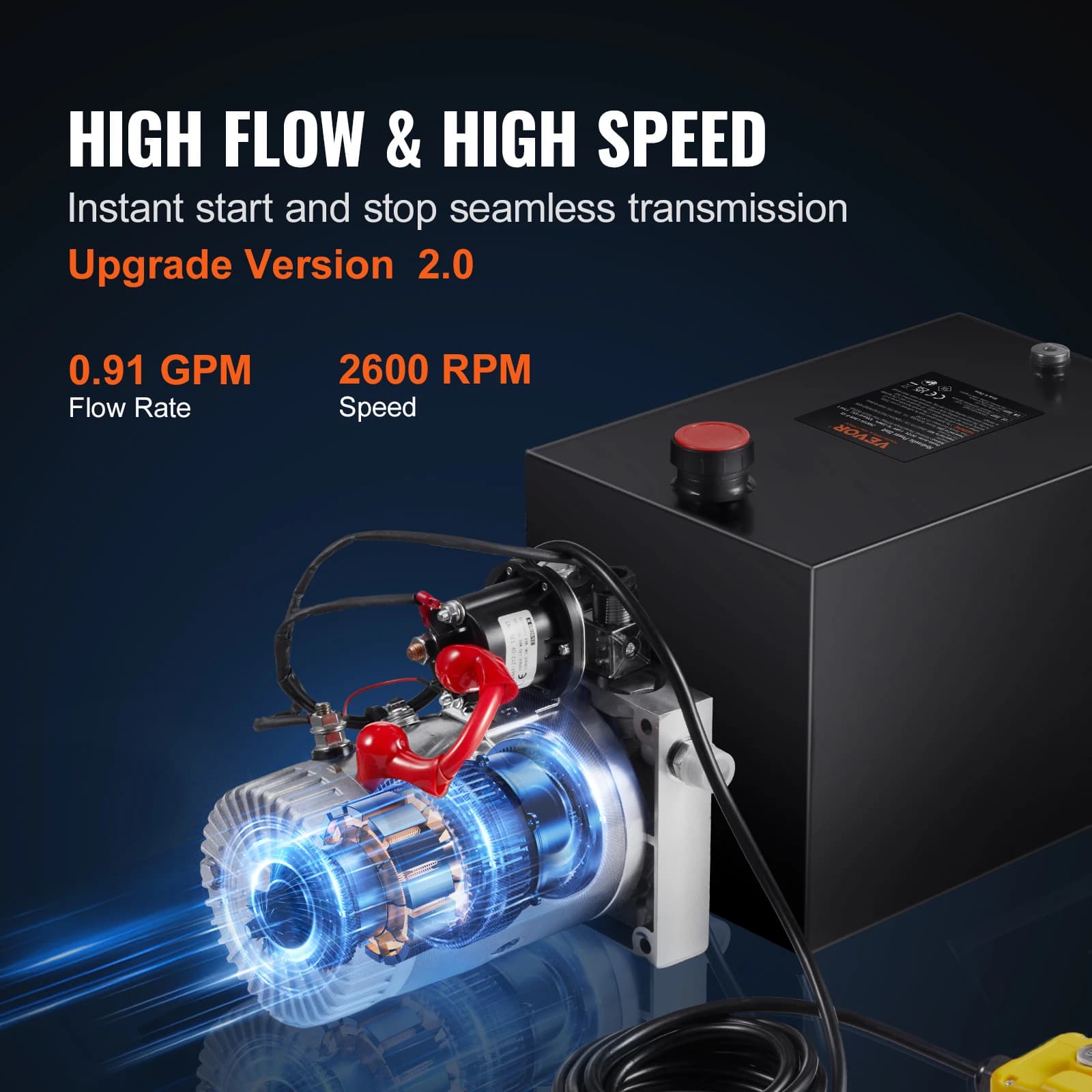SucceBuy Hydraulic Pump 12 Quart Hydraulic Power Single Acting Dump Trailer Pump 0.91GPM Flow Rate 3200PSI Max Relief Pressure - Thumbnail 4