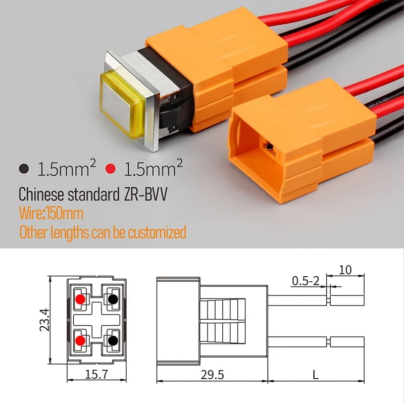 15A Push Button Switch | 2NO 4-Pin Square Design | Durable Plastic & Metal Construction - Thumbnail 4
