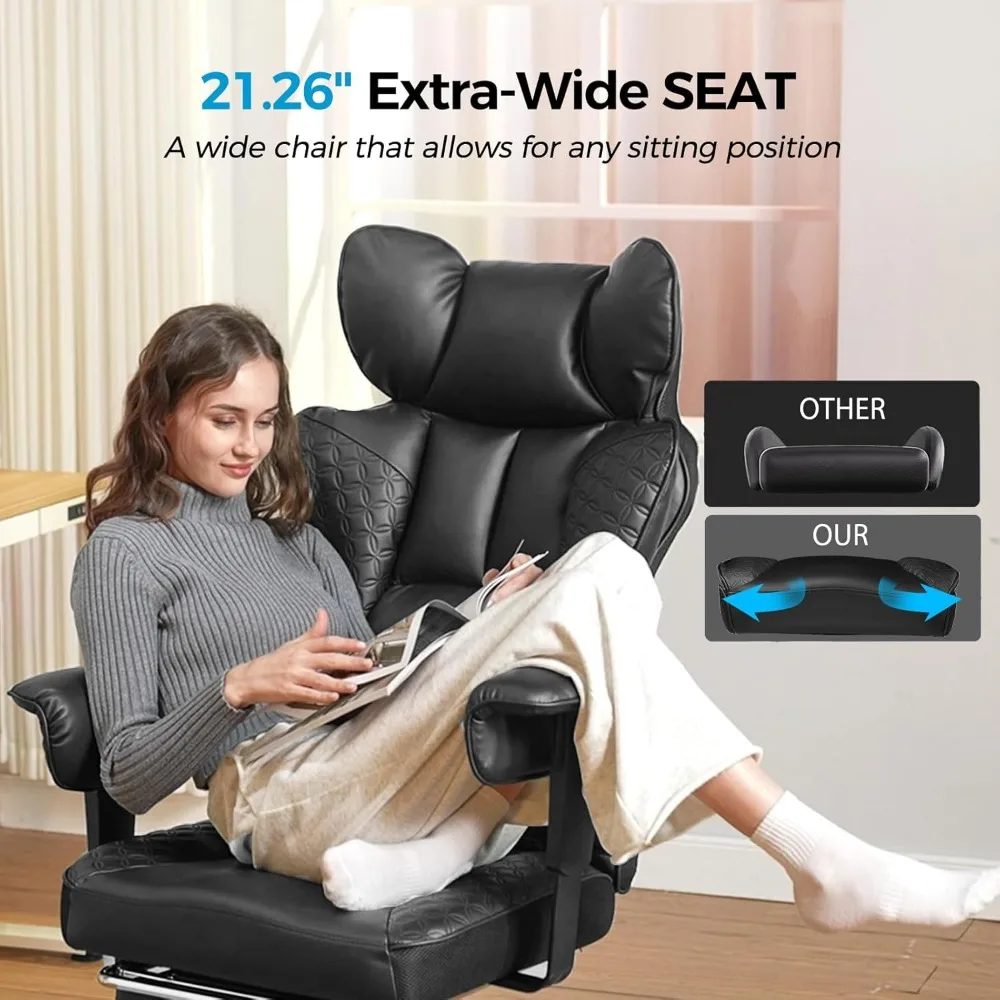 and Tall Gaming Chair | 400LBS Capacity with Deluxe Embossed Leather | 150° Reclining Foot Rest - Thumbnail 6
