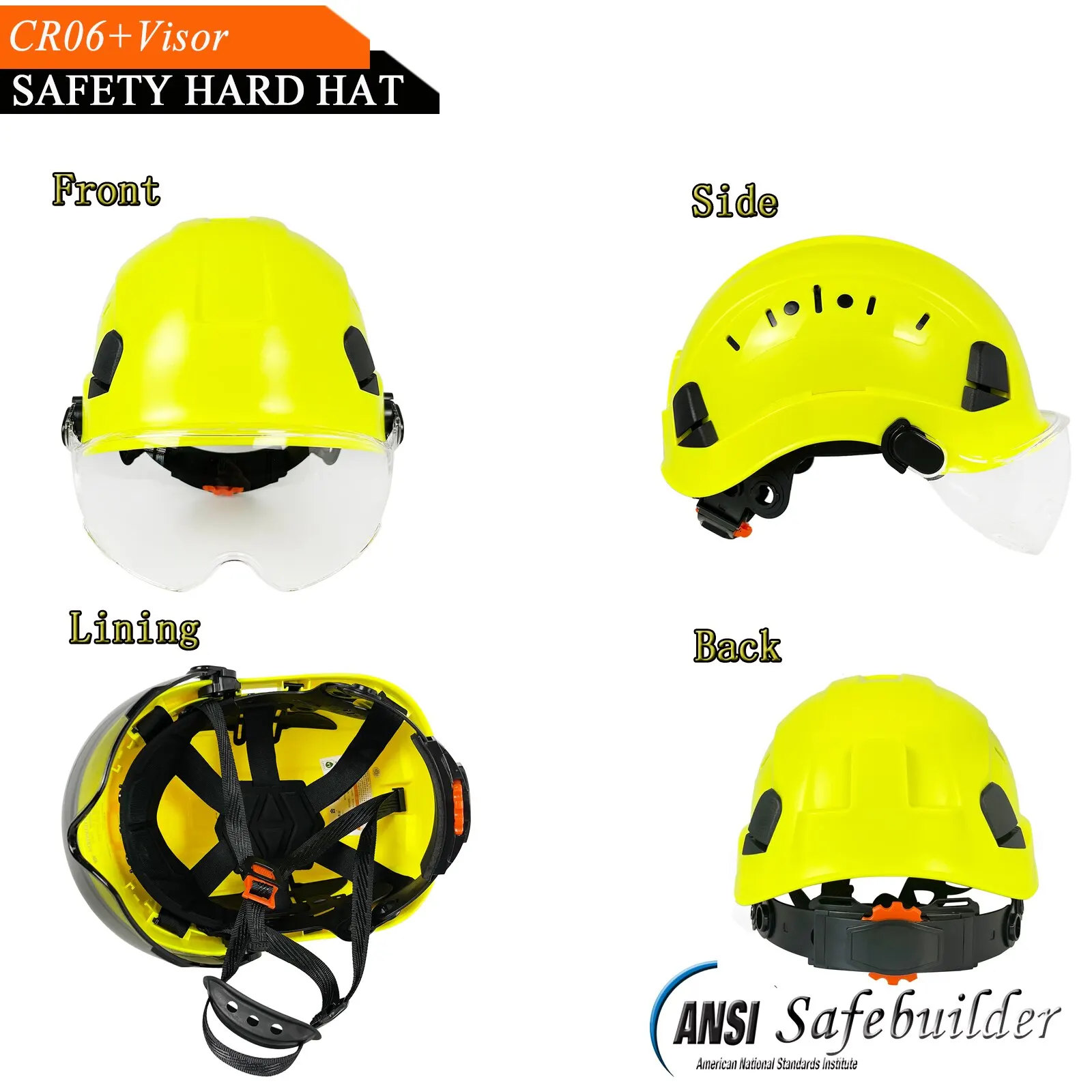 Safety Helmet | With Goggles & Visor | ANSI Certified ABS Hard Hat for Rescue - Thumbnail 5