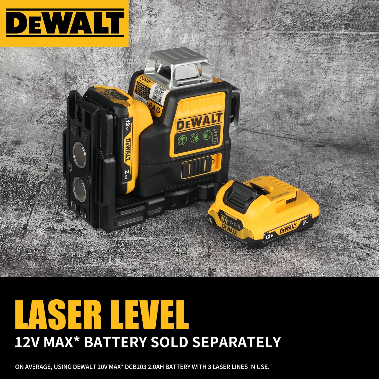 DeWalt DW089LG 12-Line Self-Leveling Laser Level | 360° Outdoor Green Beam for Precision Layout - Thumbnail 2