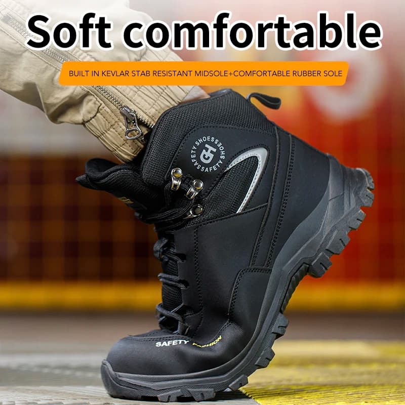 Anti-Puncture Safety Shoes | Steel Toe Protective Footwear | Men's Industrial Work Boots - Thumbnail 4