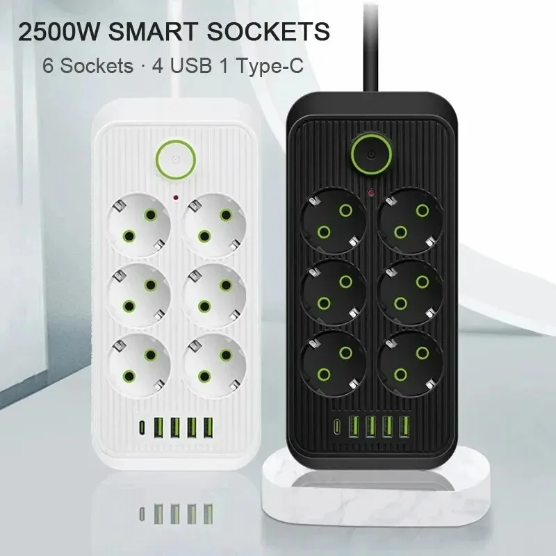 Surge Protector Power Strip | 2m Extension Cord with Smart USB Charging | EU Plug - Thumbnail 2