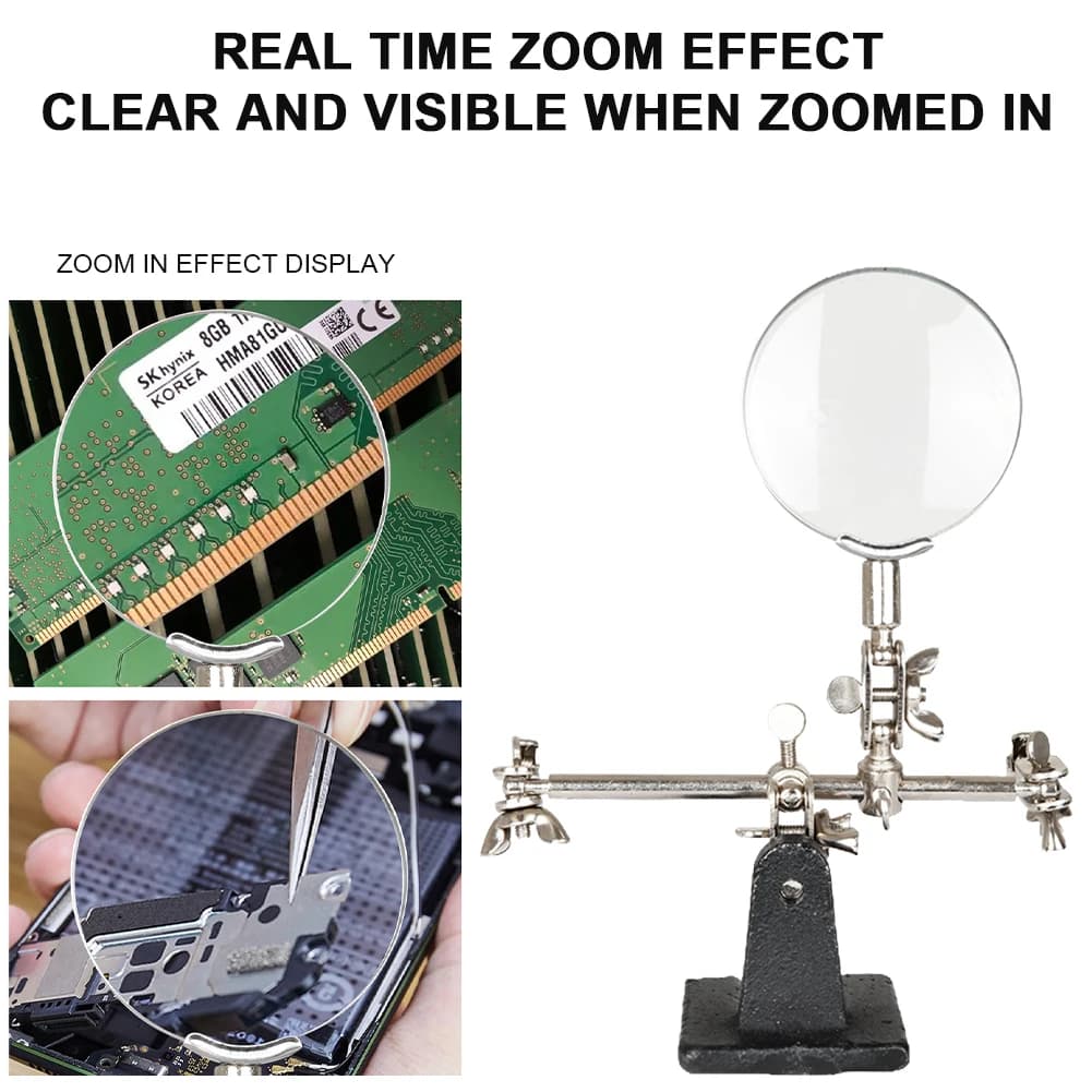 Welding Magnifier with Clips | Helping Hand Soldering Station | 5X Magnification - Thumbnail 4