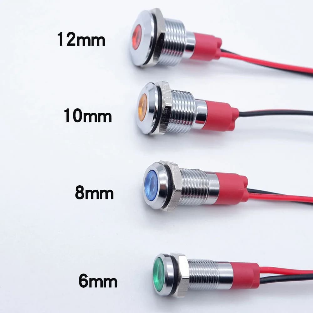Indicator Light Kit | 6-12mm LED Panel Mount | Multi-Voltage (3-220V) | Red, Green, Blue, White, Orange - Thumbnail 3