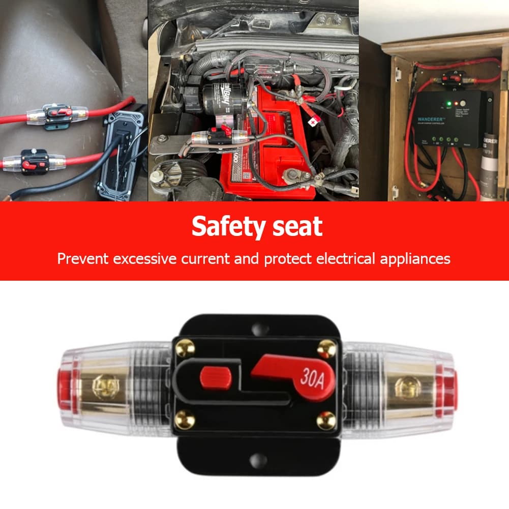 Heavy-Duty DC Circuit Breaker | 12V-48V Resettable Fuse | 30A-100A Overload Protection - Thumbnail 5