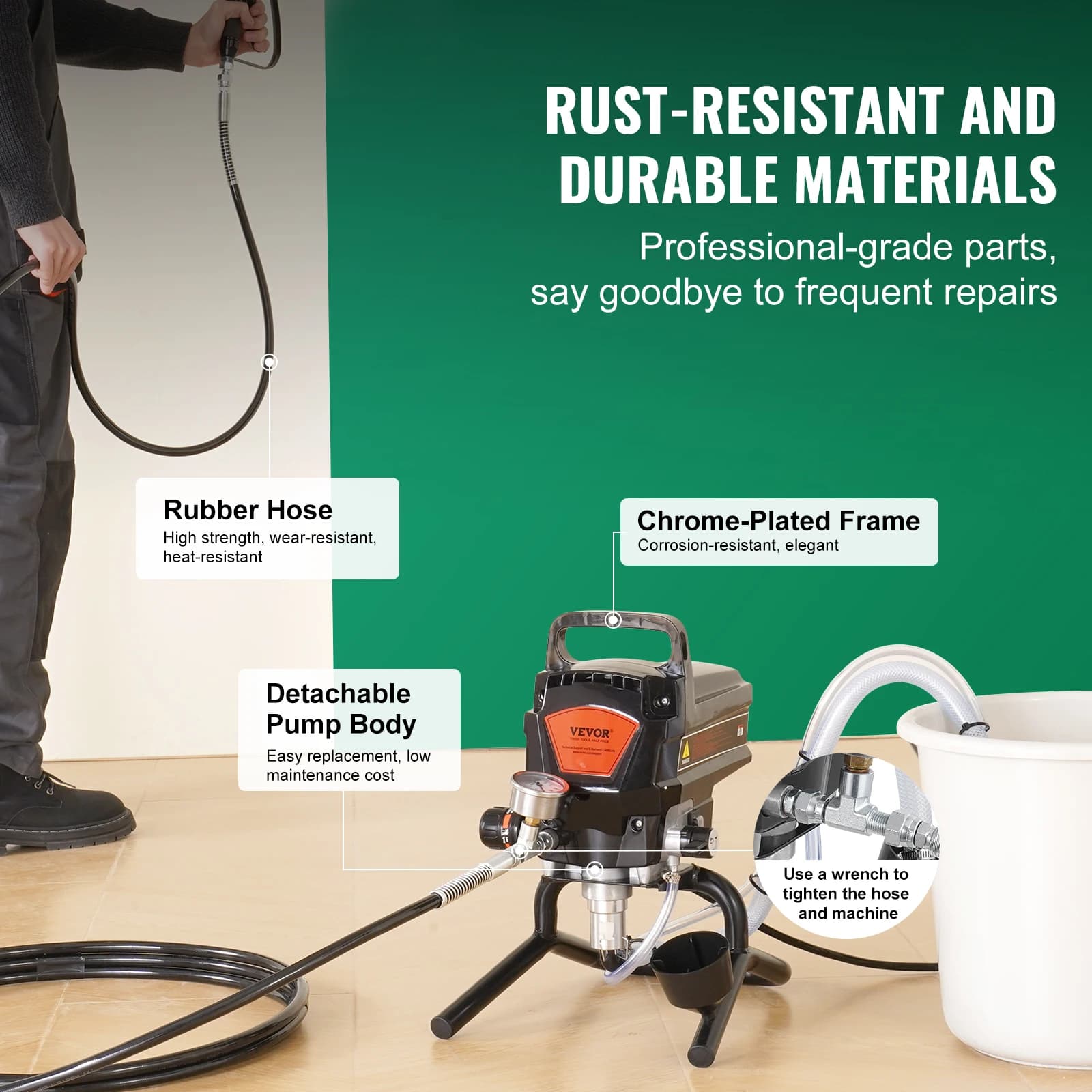 Heavy-Duty 950W Airless Paint Sprayer | 3000PSI High Pressure | Handheld for Home Interior Painting - Thumbnail 4