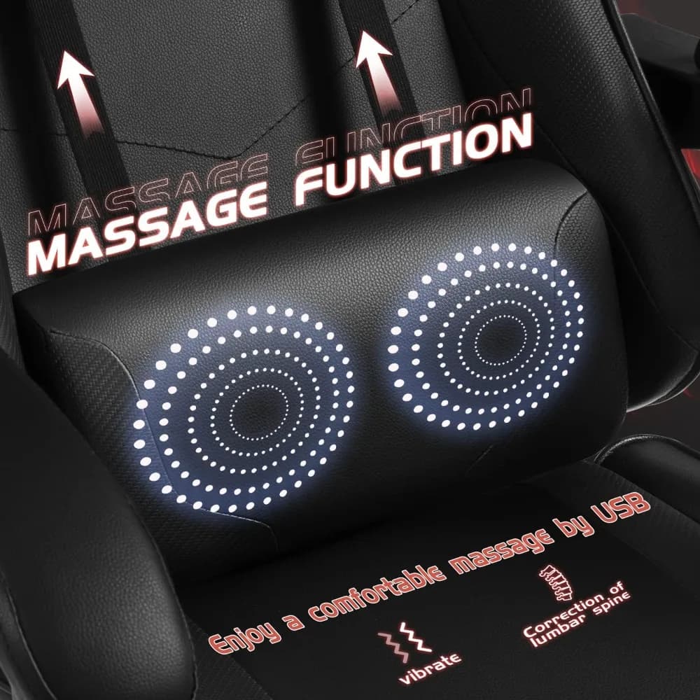 Gaming Chair with Massage | Swivel Office Chair | Height Adjustable Seat & Footrest - Thumbnail 4