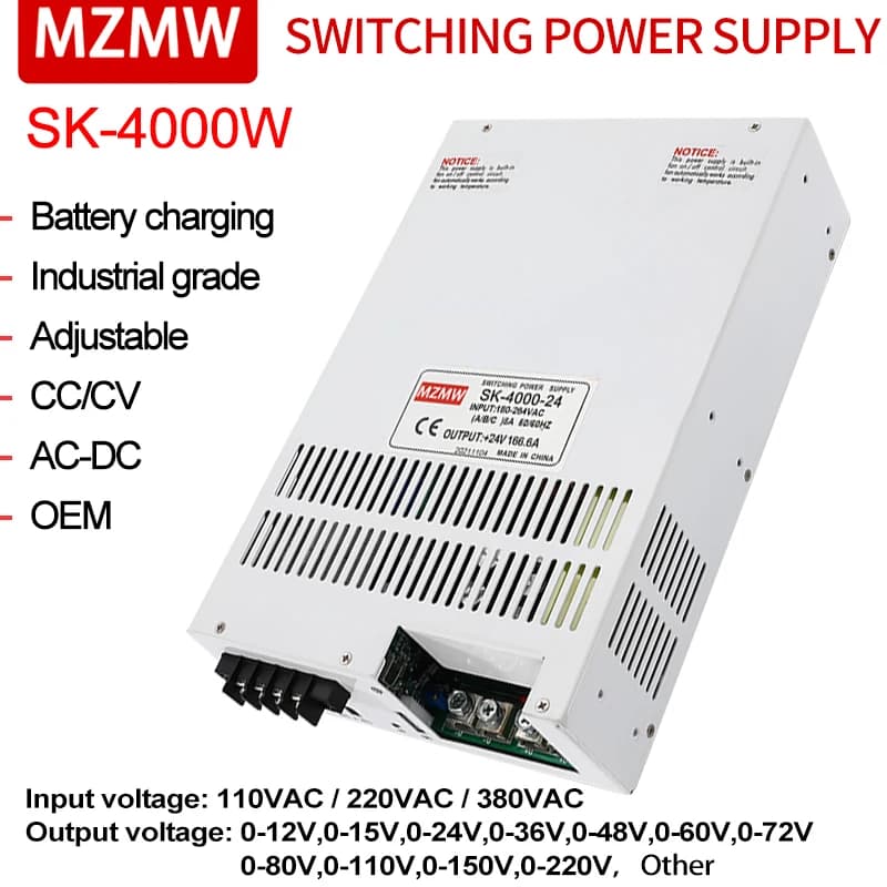 Adjustable Switching Power Supply | 4000W 220V/380V AC-DC | CC/CV for Battery Charging - Thumbnail 2