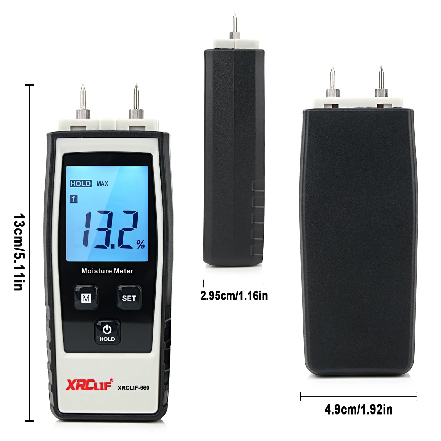 Handheld Moisture Meter for Wood, Concrete, Woodworking & Building Materials - LCD Display - Thumbnail 5