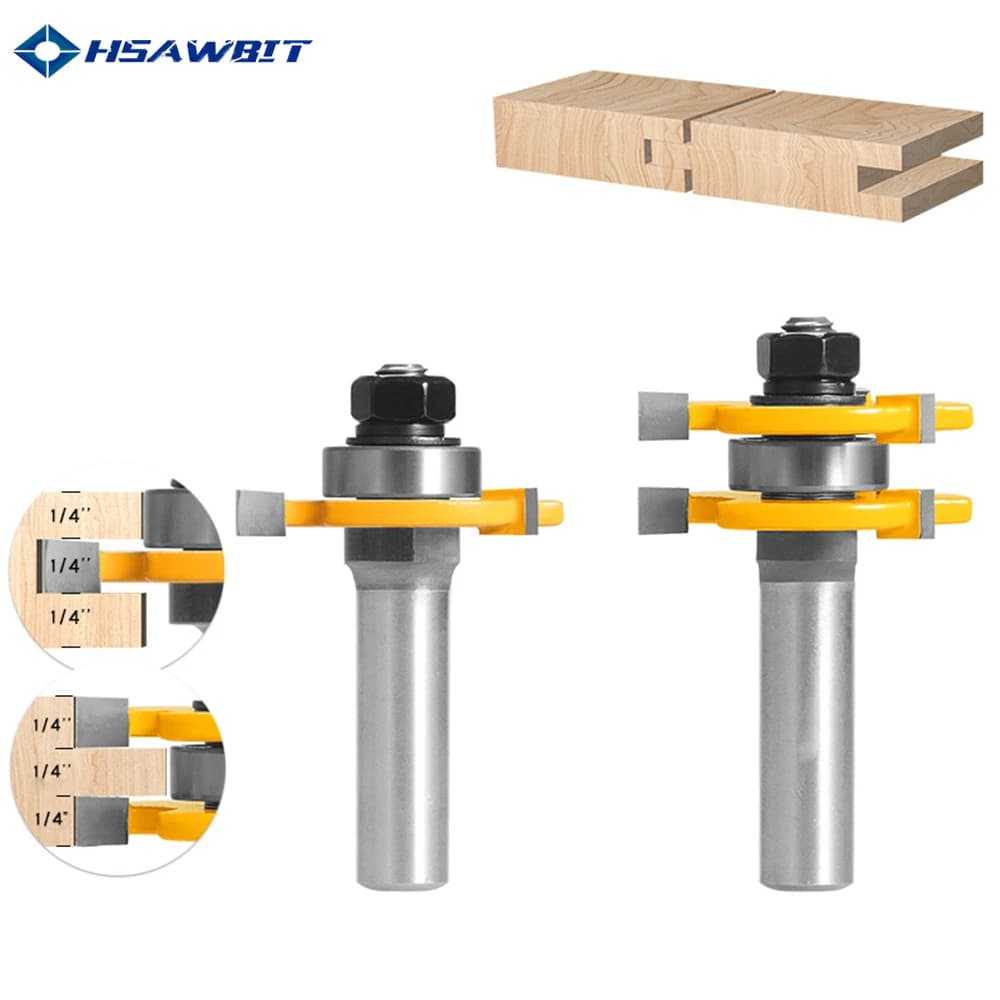 & Groove Router Bit Set | 2pcs T-Slot Milling Cutter | For Wood Joint Assembly - Thumbnail 2