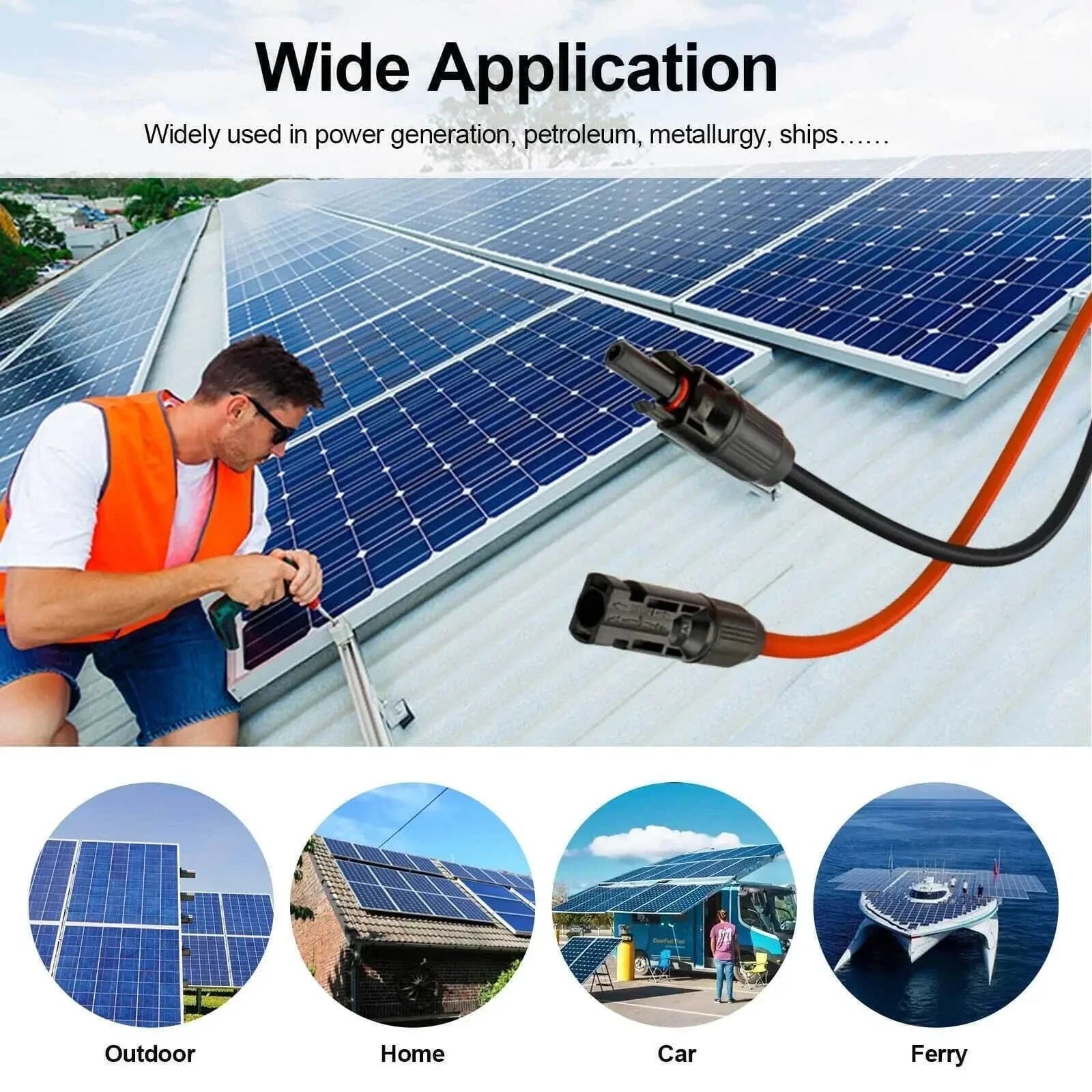 Solar Panel Extension Cable | 10 AWG 6mm² Silicone Wire | Waterproof PV Connectors - Thumbnail 3