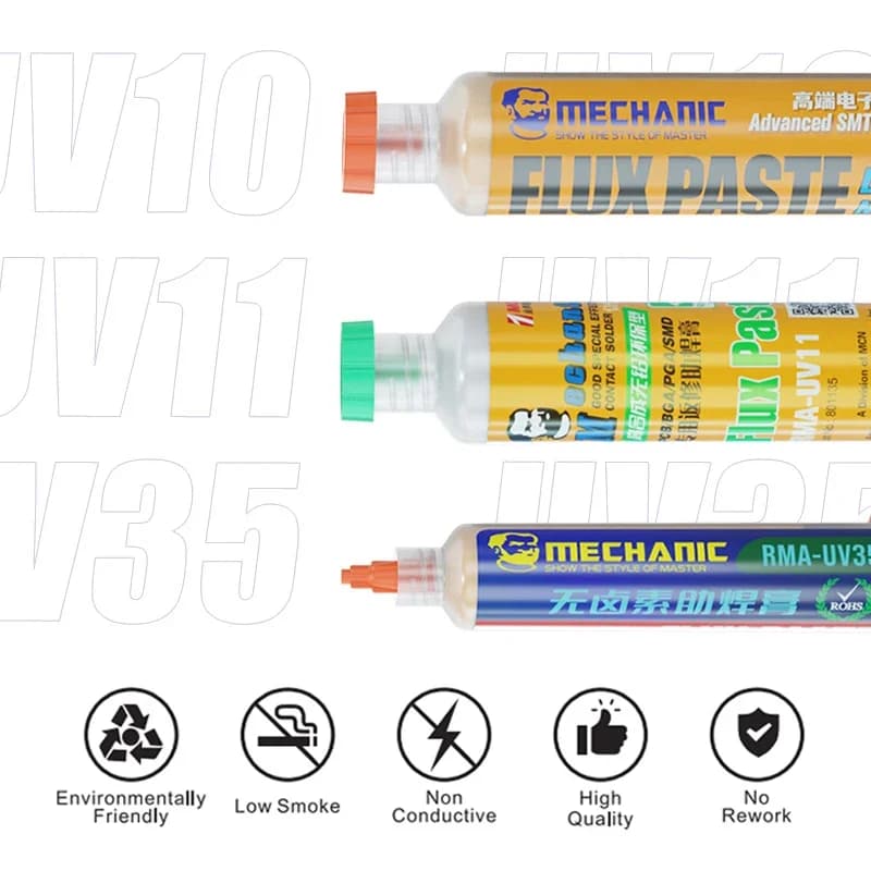 No-Clean Solder Paste | UV10, UV50, UV80 Flux for PCB & BGA Repair - Thumbnail 4