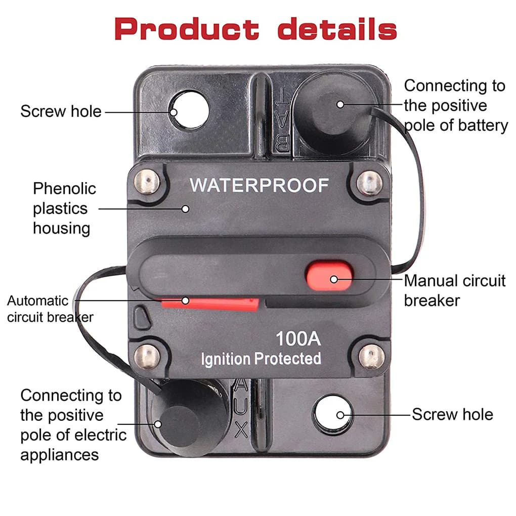 Heavy-Duty Marine & Automotive Circuit Breaker | 30A-300A Range | Waterproof Reset Fuse - Thumbnail 3