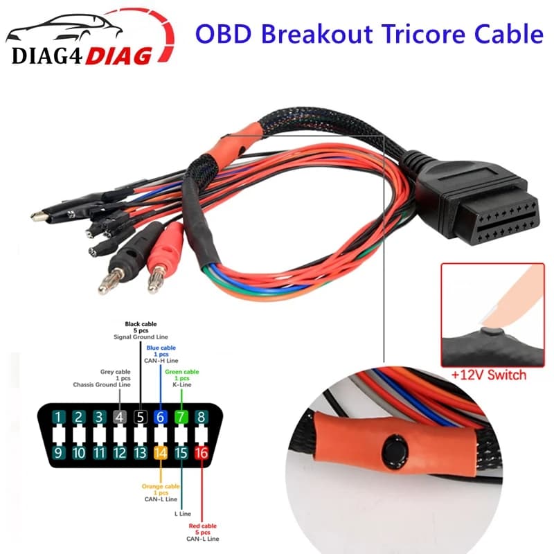 OBD2 Diagnostic Adapter | ECU Programming & Tricore Breakout Cable | 12V Switch - Thumbnail 2