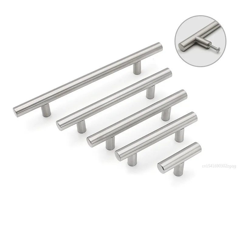 T-Shaped Cabinet Handles | Single Hole Stainless Steel Pulls | Long Round Furniture Hardware - Thumbnail 2