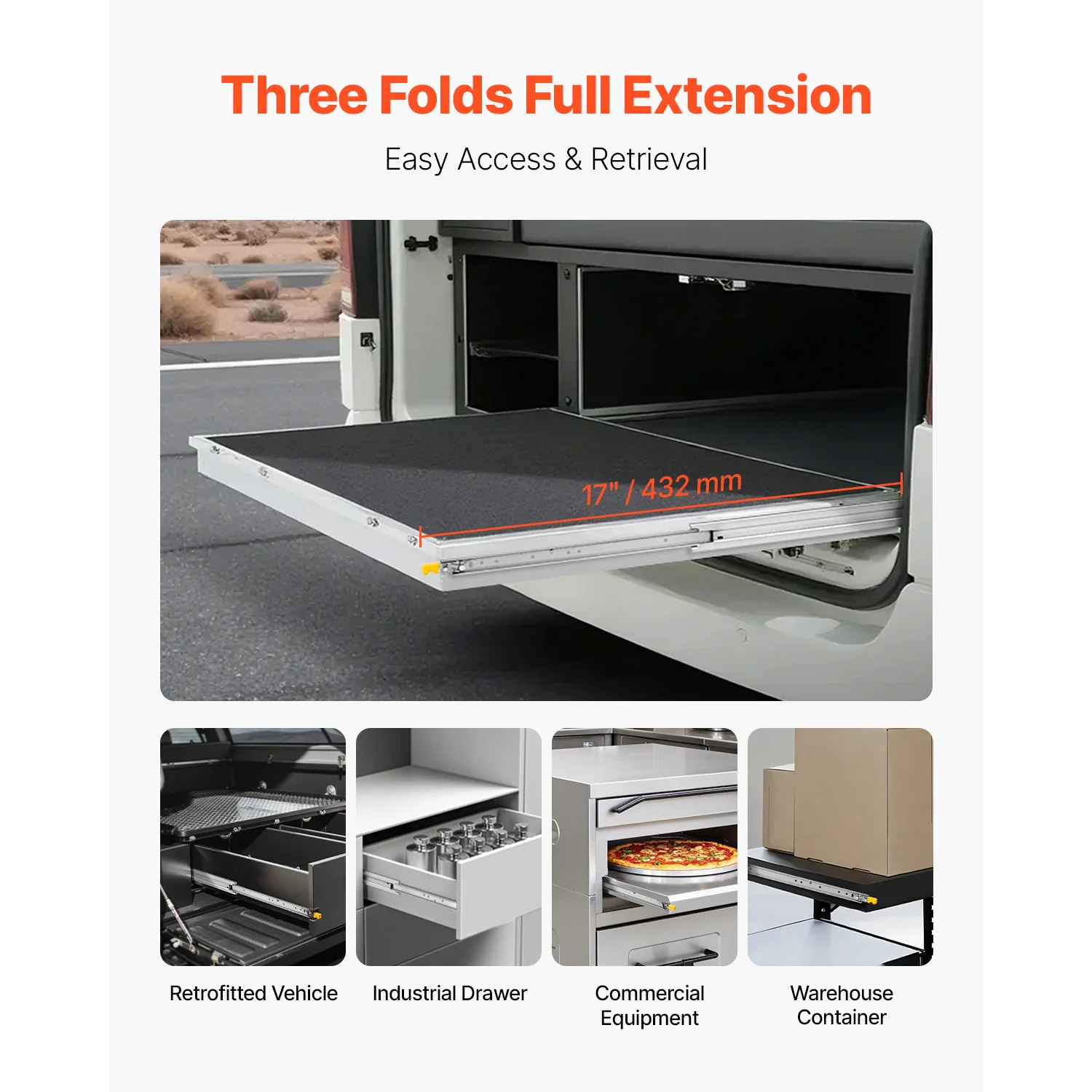 Locking Drawer Slides | 250 lb Load Capacity | Ball Bearing Side Mount | 16-60 Inch Set - Thumbnail 5