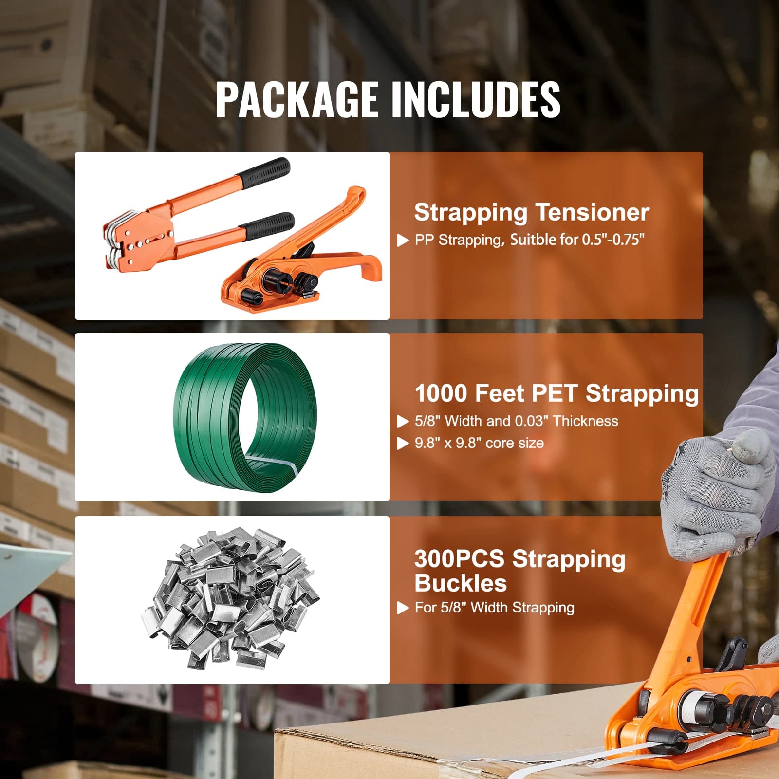Manual Strapping Tool Kit | Heavy-Duty PET Band & Metal Seals | Secure Packing & Bundling Solution - Thumbnail 2