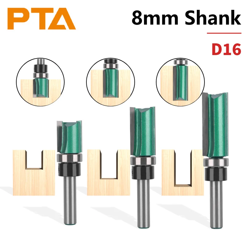Flush Trim Router Bit | D16MM Pattern Face Mill | 8MM Shank Carbide Cutter - Thumbnail 2