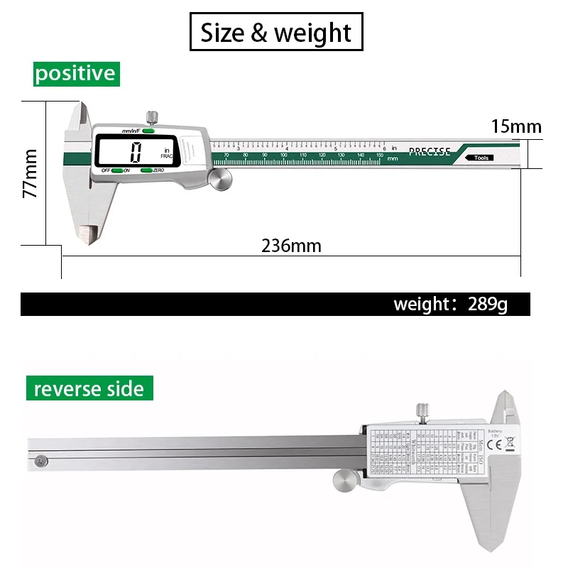 ET50 Digital Caliper | 150mm Stainless Steel | Fraction/MM/Inch 0.01mm Precision - Thumbnail 5