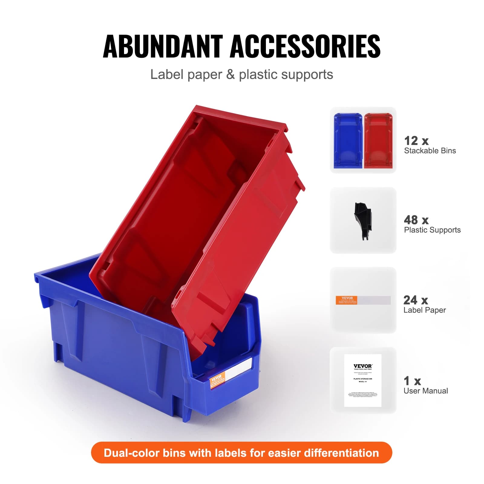 Plastic Parts Bins | 12-Pack 5x4x3 Inch Containers | Garage & Closet Storage Organizer - Thumbnail 5