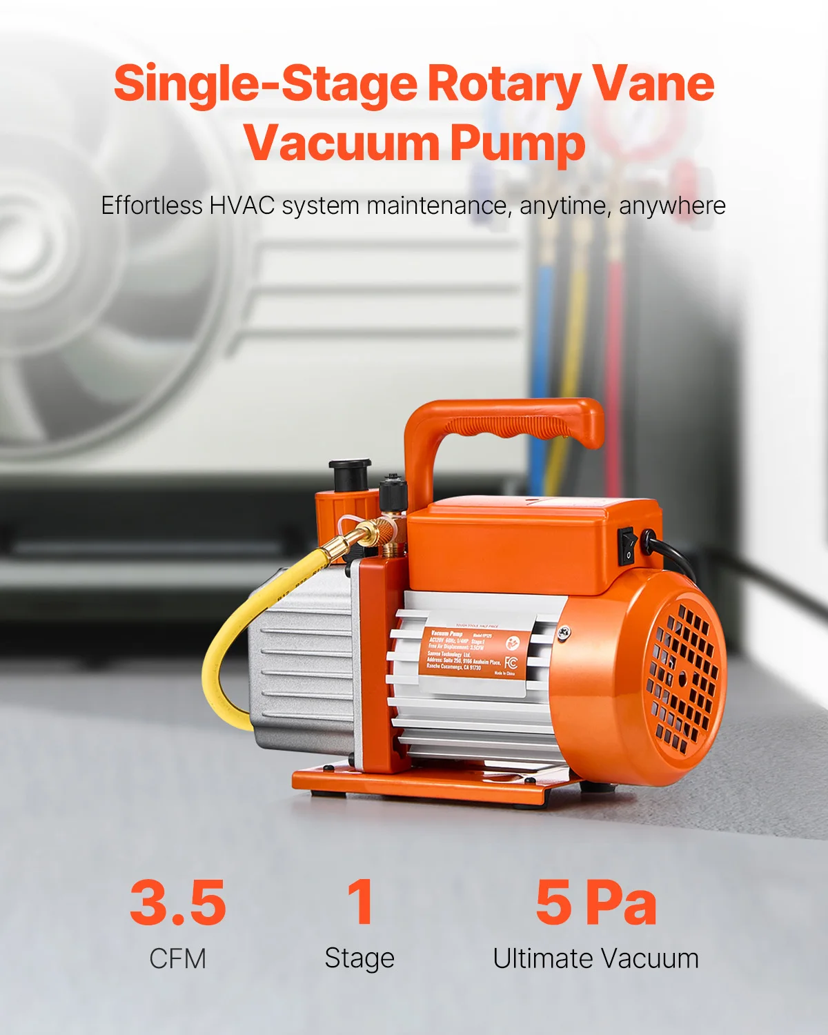 Vacuum Pump & Oil Set | 2-Stage 9CFM High Performance | R410a R134a Systems - Thumbnail 2