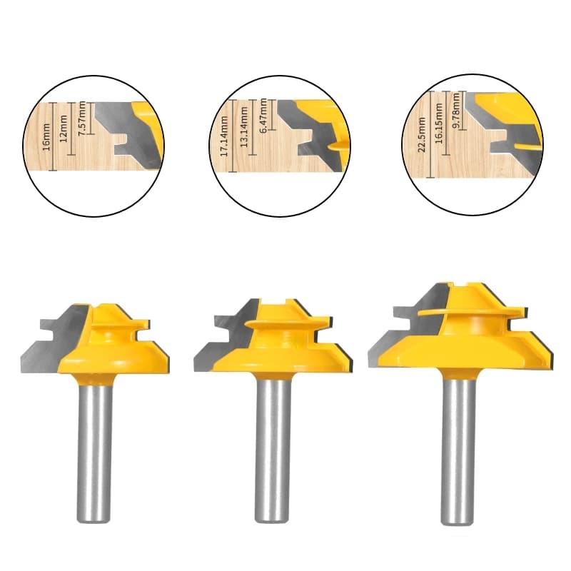 45 Degree Lock Miter Router Bit | Woodworking Joinery | Professional Milling Cutter - Thumbnail 3
