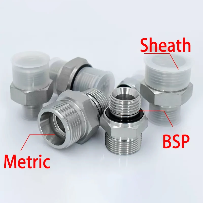 Hydraulic Coupler Transition Joint | BSP to Metric Thread Adapter | External Cone - Thumbnail 2