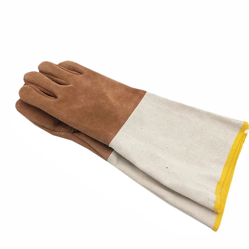 Welding Gloves | Long Wear-Resistant with Canvas Sleeve | Professional Welder Protective Gear - Thumbnail 5