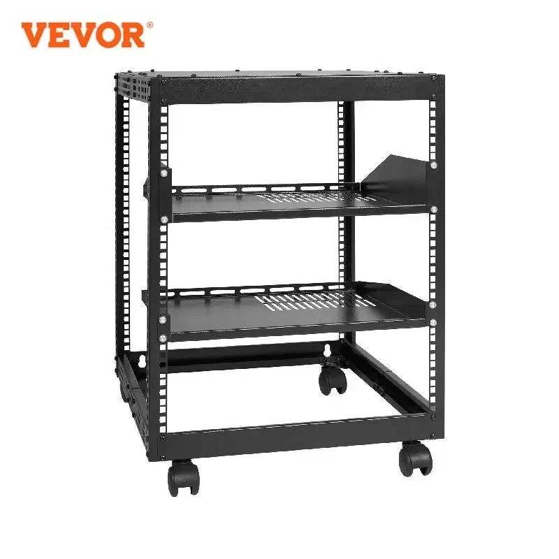 SucceBuy Open Frame Server Rack 12U/15U/20U Floor Standing or Wall Mounted with Adjustable Depth for Microdata Center Office Use - Thumbnail 2