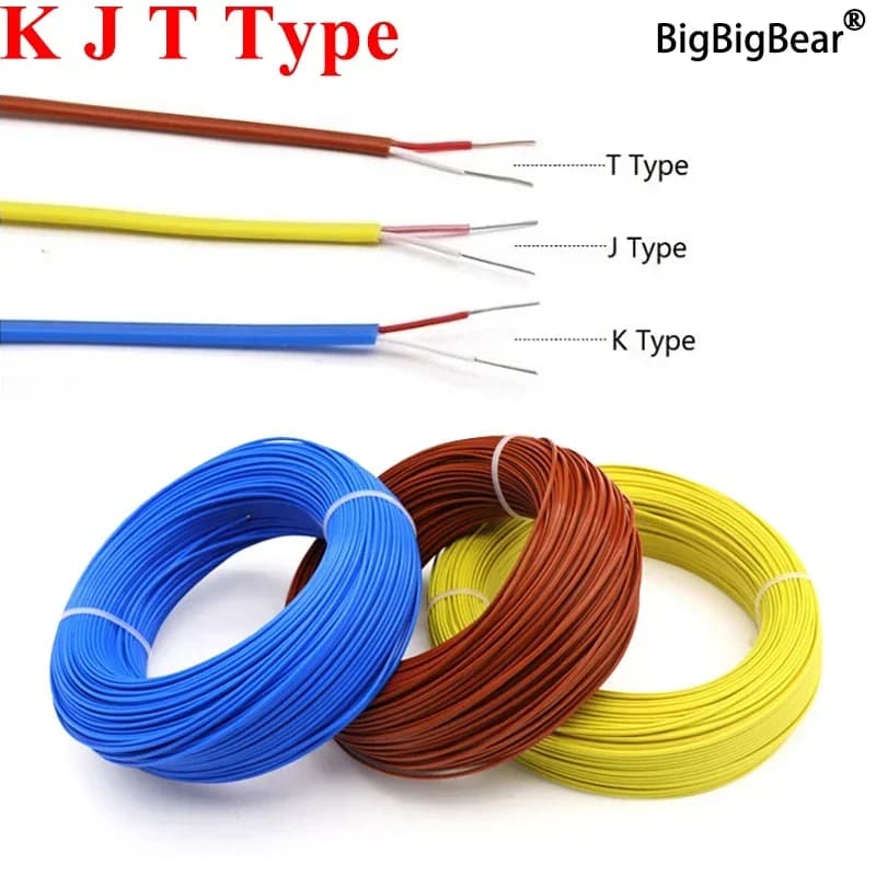 Professional-Grade K/J/T Thermocouple Wire | PTFE Insulated High-Temp Cable | 2-Core Shielded - Thumbnail 2