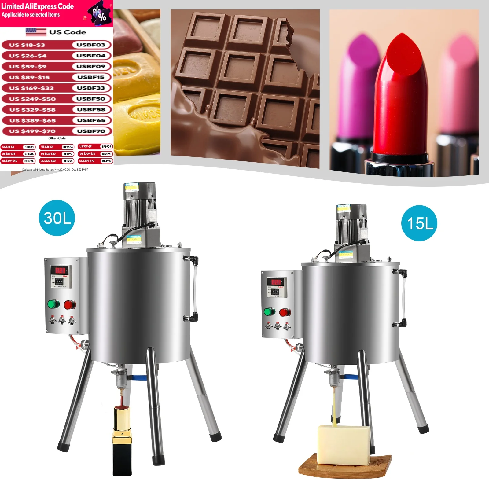 Heating & Mixing Tank | 15L/30L Capacity | Precision Filling System for Cosmetics & Pastes - Thumbnail 2