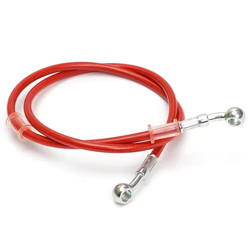 High-Performance Motorcycle Brake Line Kit | 28° Angled Steel-Braided Hose | 10mm High-Pressure Fitting