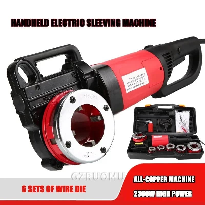 2300W Portable Hand-Held Electric Pipe Threading Machine Household Hinged Plate Galvanized Pipe Threading Tool - Thumbnail 2