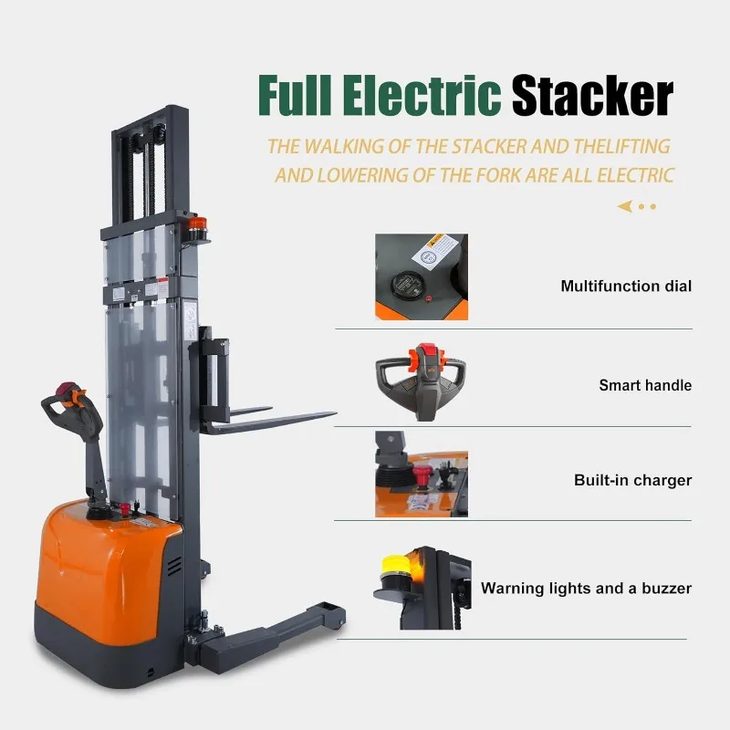 Electric Pallet Stacker | 3300 lb Capacity | 130 Max Lift | Straddle Leg Design - Thumbnail 5