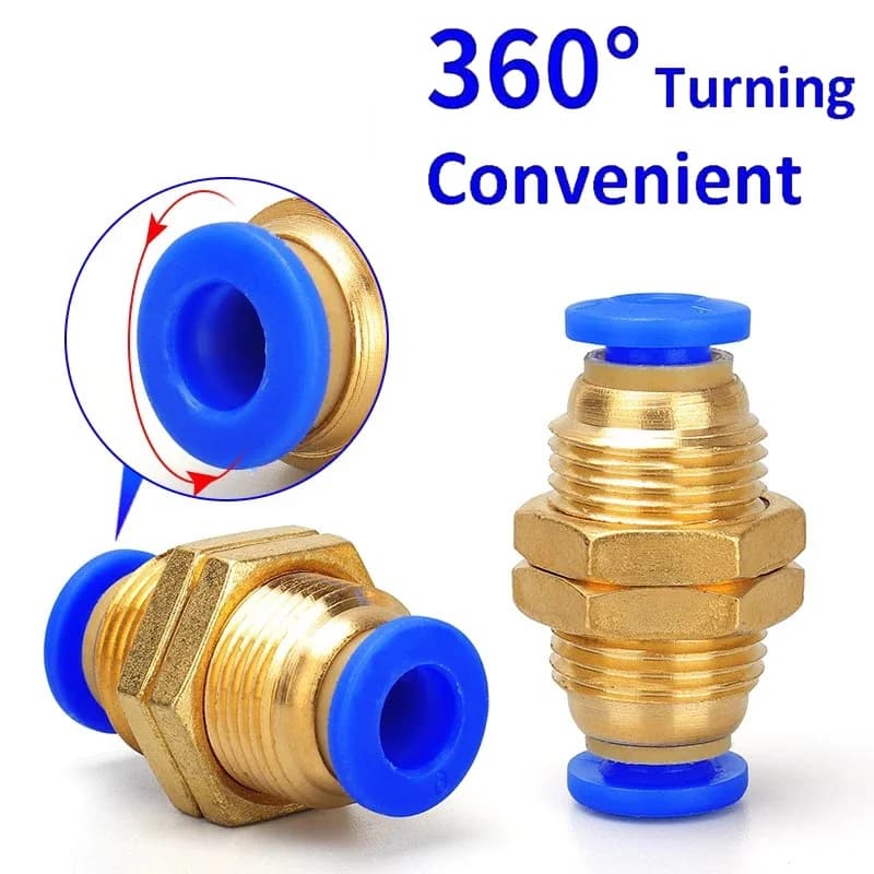 Pneumatic Push-to-Connect Fittings Kit | 4mm-12mm OD | Bulkhead Union & Straight Connectors - Thumbnail 3