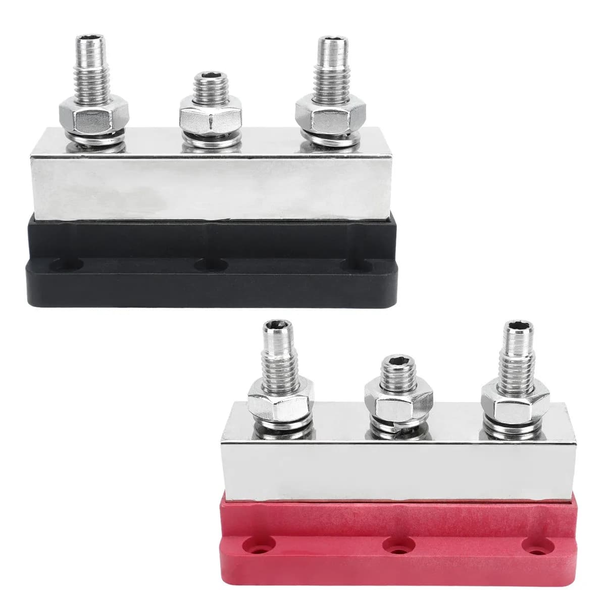 Heavy-Duty 600A Bus Bar | Nickel-Plated Copper Power Distribution Block | 4-Stud Terminal - Thumbnail 4
