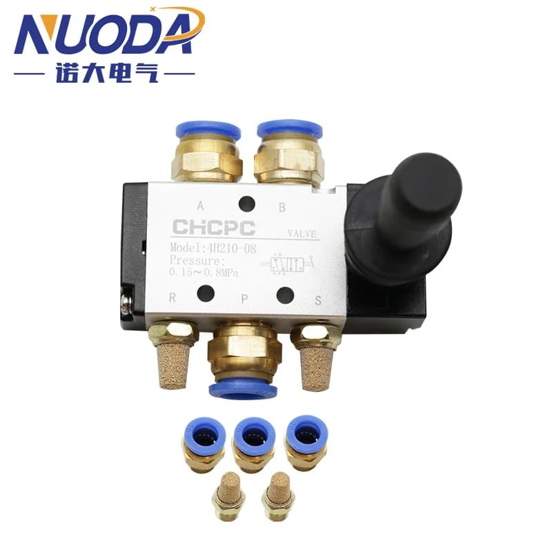 5/2-Way Pneumatic Valve | Manual Hand Lever Control | 3/5-Port Push-Pull Valve - Thumbnail 3
