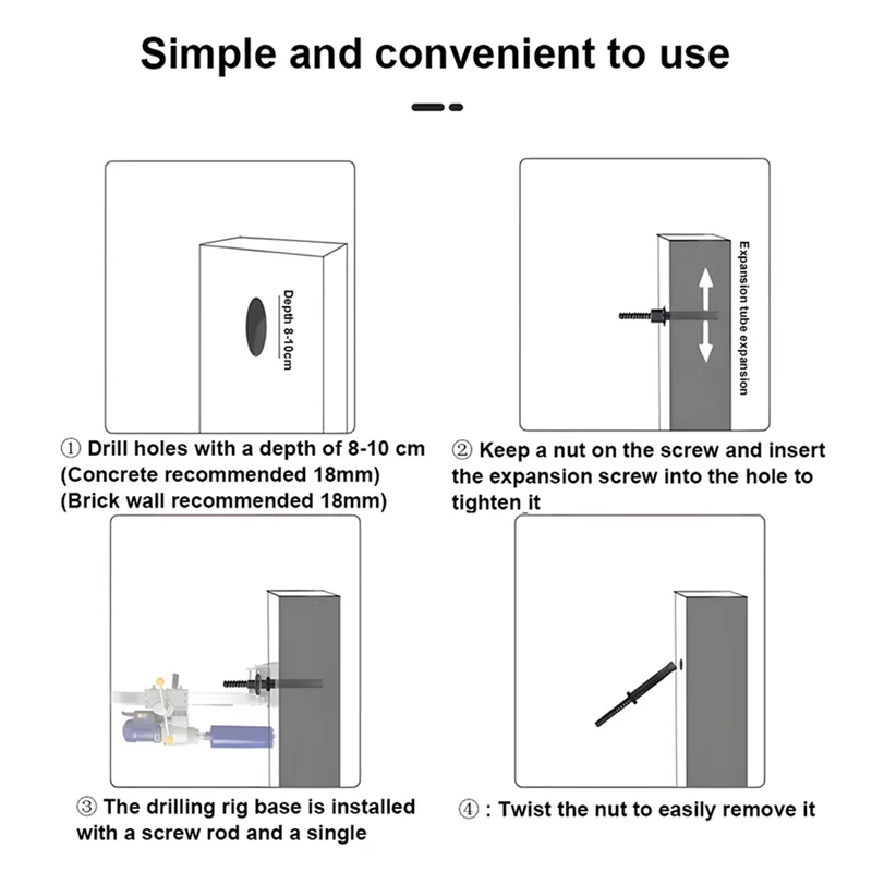 Drill Accessories Kit | Reusable Internal Expansion Bolt | Fixed & Detachable Bracket Design - Thumbnail 2